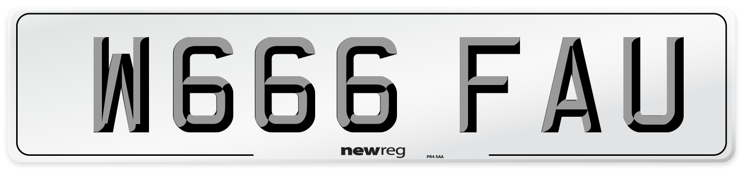 W666 FAU Number Plate from New Reg